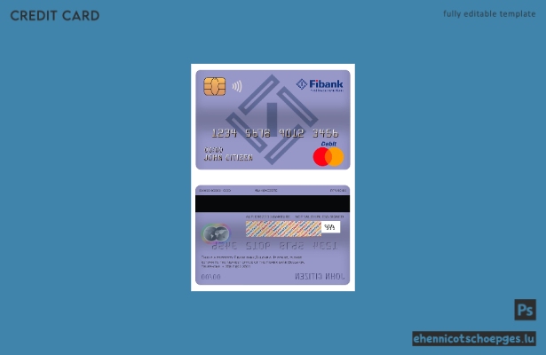 Beispielvorschau der Fibank Mastercard-Debitkarte (Bulgarien)